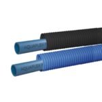 Aquaflex σωλήνας από πολυαιθυλένιο υψηλής πυκνότητας (μπλε) εντός προστατευτικού σπιράλ (PE 80/PE 100)